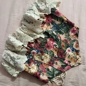 Lacemade Lace & Floral Corset Top – Romantic Cottagecore Elegance